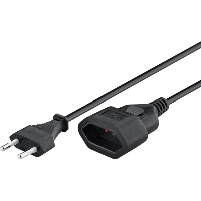 Prelungitor Euro Tip C CEE 7/16 mama-tata 2m negru 2x0.75 mm Goobay 64616