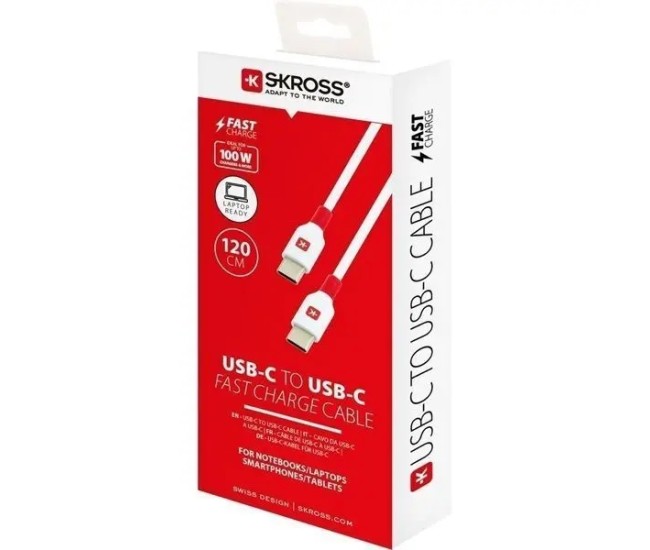 Cablu USB-C - USB-C PD100W 1.2m alb Skross SKCA0019C-C120CN