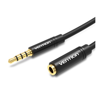 Cablu prelungitor audio stereo 4 pini Jack 3.5 mm mama-tata 5m aurit negru VENTION BHBBJ Cablu prelungitor audio stereo 4 pini Jack 3.5 mm mama-tata 5m aurit negru VENTION BHBBJ