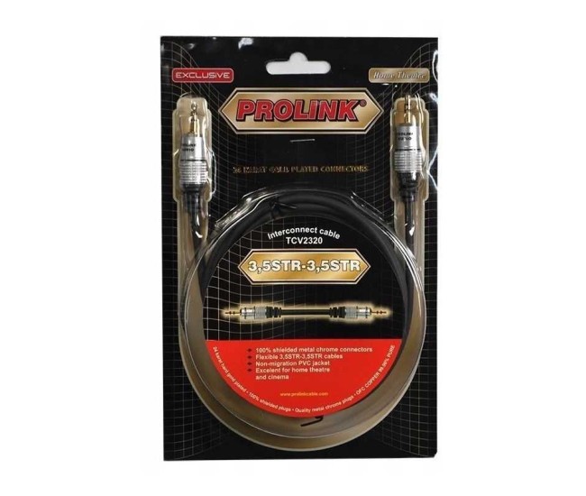 Cablu RCA mufa tata x1 din ambele parti 1.8m aurit negru PROLINK TCV3010-1.8 Cablu RCA mufa tata x1 din ambele parti 1.8m aurit negru PROLINK TCV3010-1.8