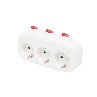 Distribuitor 3 prize SCHUKO cu protectie cu intrerupator individual alb TPF 3K