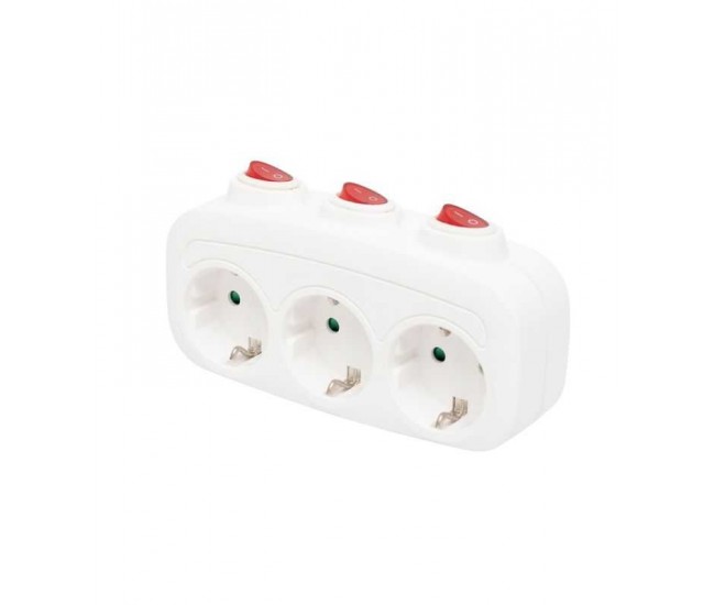 Distribuitor 3 prize SCHUKO cu protectie cu intrerupator individual alb TPF 3K Distribuitor 3 prize SCHUKO cu protectie cu intrerupator individual alb TPF 3K