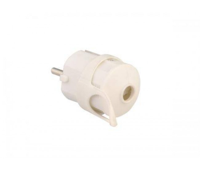 Mufa tata Stecher Schuko cu inel de prindere iesire dreapta alb 250V 16A Well Mufa tata Stecher Schuko cu inel de prindere iesire dreapta alb 250V 16A Well