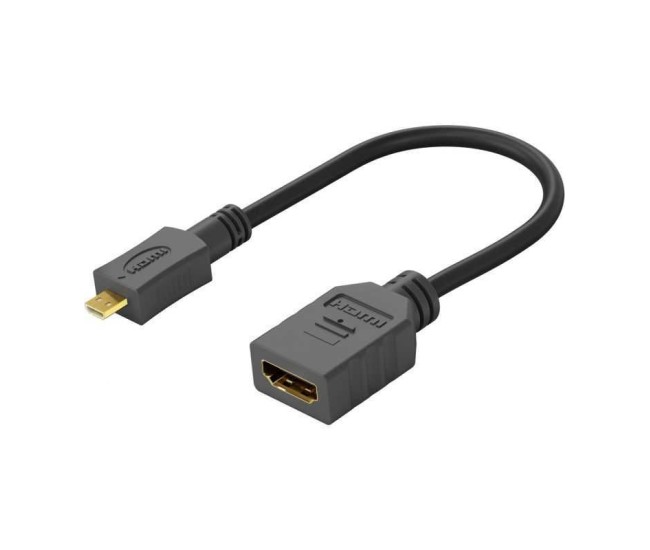 Cablu adaptor micro HDMI tata - HDMI mama 15cm v2.0 4K 60Hz 2160p GoPro Raspberry Pi Goobay 58683