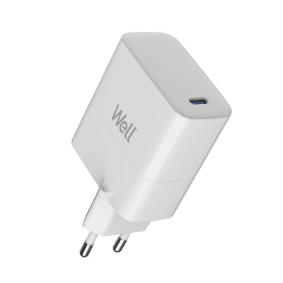 Incarcator retea 100-240V - USB-C Well GaN PD 65W 5V/3A 9V/3A 12V/3A 15V/3A 20V/3.25A alb Incarcator retea 100-240V - USB-C Well GaN PD 65W 5V/3A 9V/3A 12V/3A 15V/3A 20V/3.25A alb