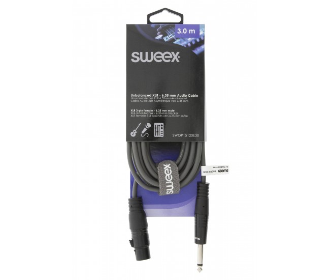 Cablu audio mono XLR 3 pini mama - Jack 6.35 mm tata 3m gri Sweex Cablu audio mono XLR 3 pini mama - Jack 6.35 mm tata 3m gri Sweex