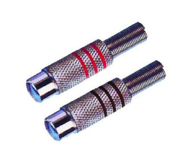 Mufa RCA mama metal nichel inel negru Mufa RCA mama metal nichel inel negru