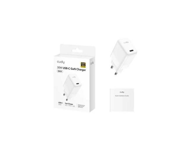 Incarcator retea Cudy CH30_EU V1.0 1x USB-C PD 30W GaN alb Incarcator retea Cudy CH30_EU V1.0 1x USB-C PD 30W GaN alb