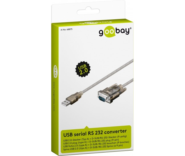 Cablu convertor USB la DB9 serial RS232 Windows 10 1.5m Goobay Cablu convertor USB la DB9 serial RS232 Windows 10 1.5m Goobay