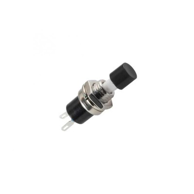 Buton intrerupator mini negru OFF-(ON) fara retinere 1 circuit 12V 1.5A incastrabil 7mm