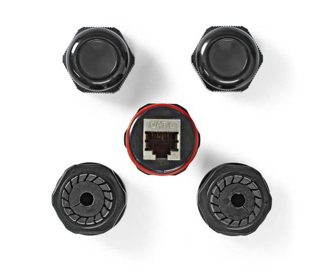 Adaptor cuplaj de exterior Cat6 RJ45 mama-mama FTP Nedis CCGB89850BK Adaptor cuplaj de exterior Cat6 RJ45 mama-mama FTP Nedis CCGB89850BK