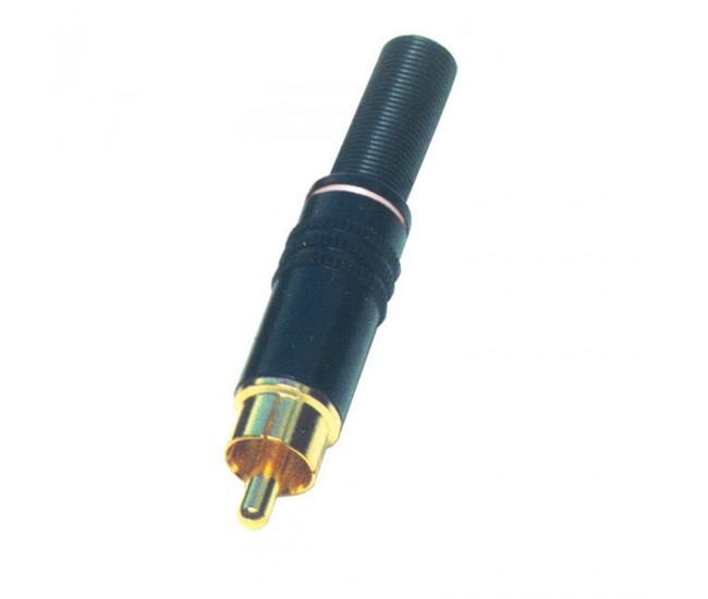 Mufa RCA tata metal aurit cu marcaj alb/negru HOME Mufa RCA tata metal aurit cu marcaj alb/negru HOME