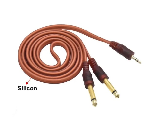 Cablu audio 3.5 mm Jack stereo tata la 2x6.35 mm Jack mono tata cablu plat silicon 1.5m contacte aurite