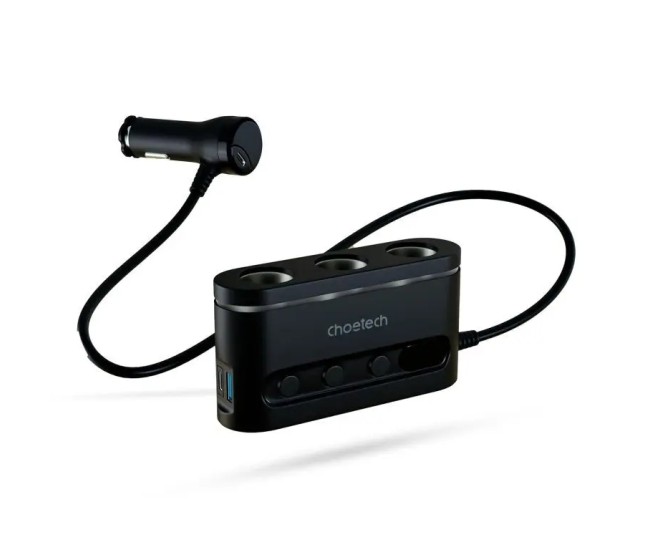 Multiplicator bricheta auto Choetech TC0021 3 iesiri 2x USB-C PD 30W 1x USB A QC3.0 18W