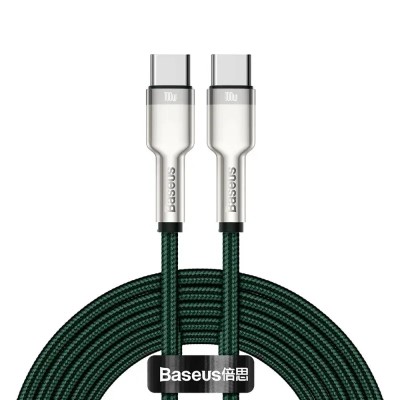 Cablu alimentare si date Baseus Cafule Metal Fast Charging USB Type-C - USB Type-C 100W braided 2m verde CATJK-D06 Cablu alimentare si date Baseus Cafule Metal Fast Charging USB Type-C - USB Type-C 100W braided 2m verde CATJK-D06