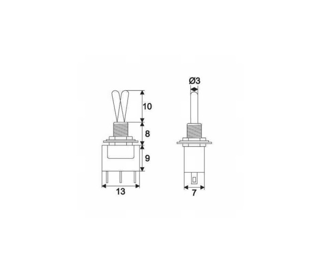 Comutator ON-ON cu brat 1 circuit 3A 250V cu retinere Comutator ON-ON cu brat 1 circuit 3A 250V cu retinere
