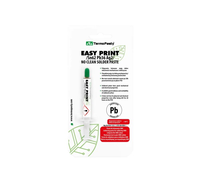 Pasta de lipit Easyprint /Sn62 Pb36 Ag2/ seringa 1.4ml TermoPasty AGT-023 Pasta de lipit Easyprint /Sn62 Pb36 Ag2/ seringa 1.4ml TermoPasty AGT-023