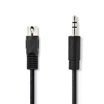 Cablu audio DIN 5pini tata - Jack 3.5 mm STEREO tata 2m Nedis CAGL20100BK20