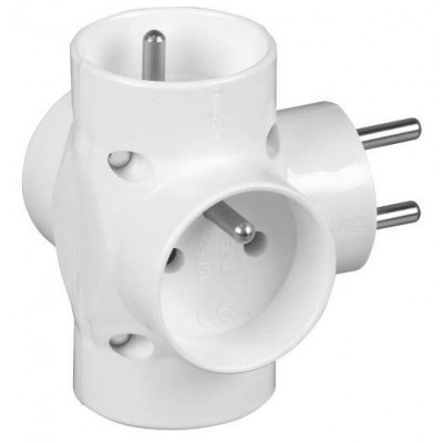 R-47 Conector AC supply splitter Layout 2P Type round white TIMEX-ELEKTRO