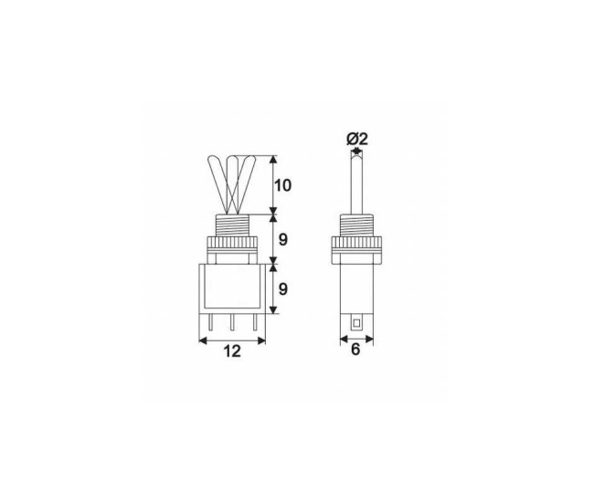Comutator cu brat 1 circuit 3A 250V ON-OFF-ON cu retinere Comutator cu brat 1 circuit 3A 250V ON-OFF-ON cu retinere