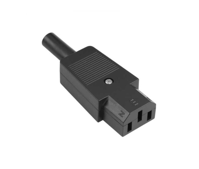 Mufa CA 10A 250VAC C13 mama tip PC cu protectie cablu montare pe fir Mufa CA 10A 250VAC C13 mama tip PC cu protectie cablu montare pe fir