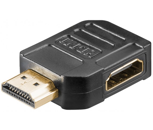 Adaptor HDMI mama-tata la 270 grade 4K Ultra HD 2160p 60Hz placat cu aur negru Goobay 51725
