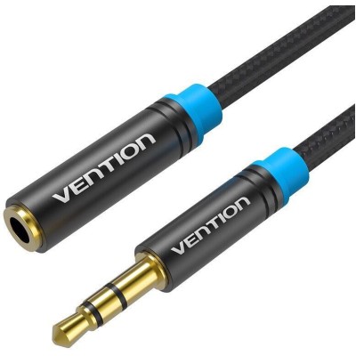 Cablu prelungitor audio Jack 3.5 mm stereo mama-tata 1.5m negru VENTION VAB-B06-B150-M Cablu prelungitor audio Jack 3.5 mm stereo mama-tata 1.5m negru VENTION VAB-B06-B150-M