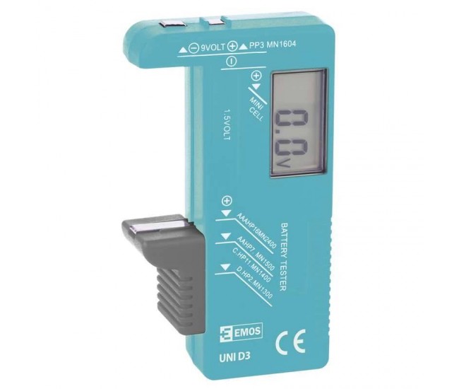 Tester baterie cu display digital AAA AA C D 9 V buton 1.5V VUNI D3 N0322 Emos