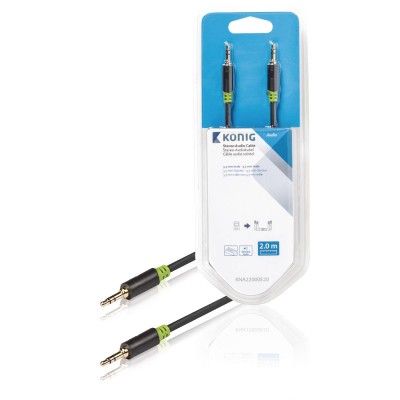 Cablu audio ecranat Jack Stereo 3.5 mm tata-tata 2m gri Konig Cablu audio ecranat Jack Stereo 3.5 mm tata-tata 2m gri Konig