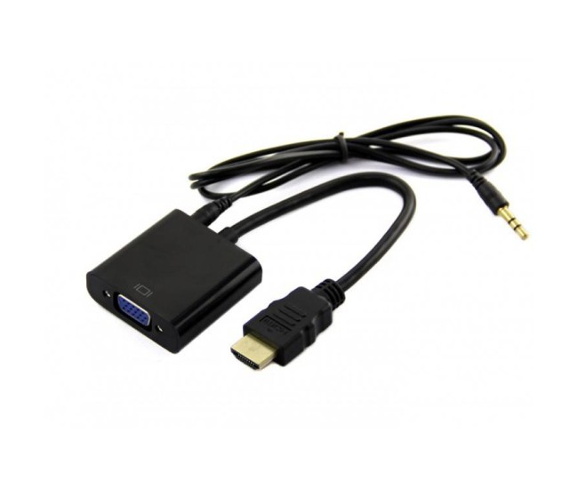 Cablu adaptor HDMI la VGA +3.5 mm JACK audio 20cm