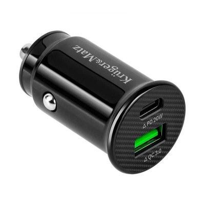 Incarcator auto 12-24VDC bricheta - USB TYPE C + USB 3.1A QC 3.0 PD 20W Kruger&Matz