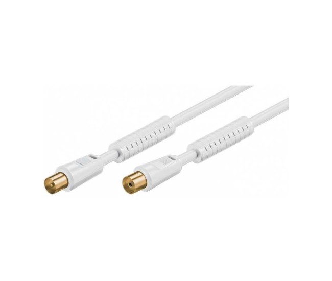 Cablu antena ecranat tata-mama 1.5m alb Goobay Cablu antena ecranat tata-mama 1.5m alb Goobay