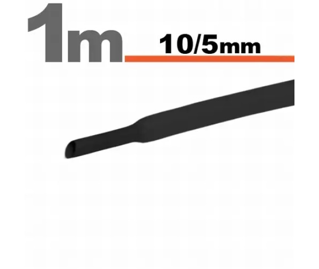 Tub termocontractibil negru 10mm/ 5mm 1m 11023F-1 Tub termocontractibil negru 10mm/ 5mm 1m 11023F-1