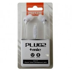 Casca in ureche cu Jack 3.5 mm alb cu microfon Plugz Maxell
