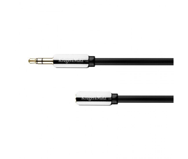 Cablu prelungitor Jack 3.5 mm la 3.5 mm 1m stereo Profesional Kruger&Matz Cablu prelungitor Jack 3.5 mm la 3.5 mm 1m stereo Profesional Kruger&Matz