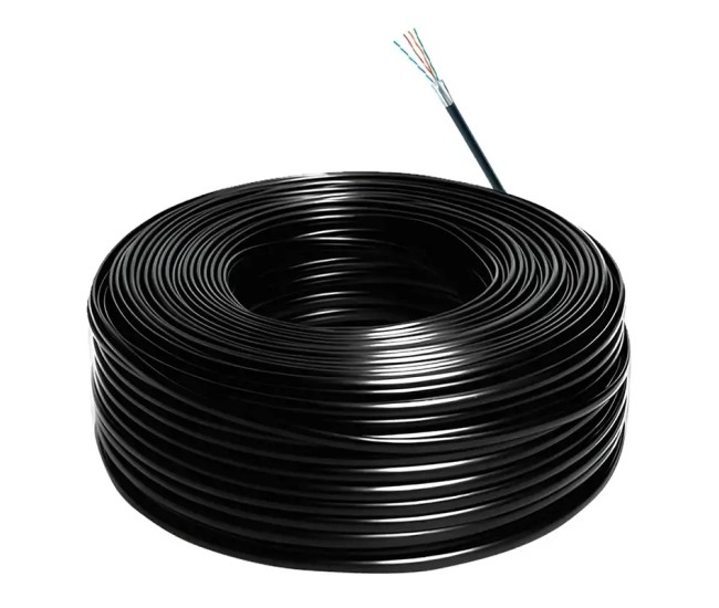 Cablu de retea exterior 10m robust Hikvision CAT5e UTP cupru 0.5mm negru DS-1LN5EO-UU/E-10