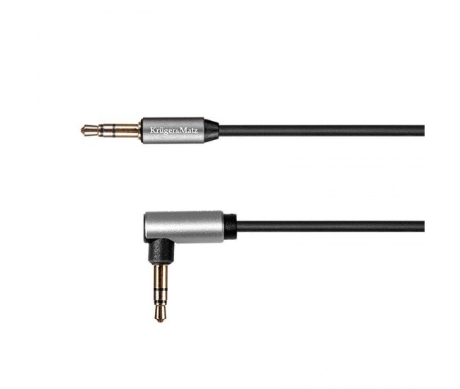 Cablu audio Jack 3.5 mm tata 90 grade - 3.5 mm tata 1.8m BASIC Kruger&Matz Cablu audio Jack 3.5 mm tata 90 grade - 3.5 mm tata 1.8m BASIC Kruger&Matz