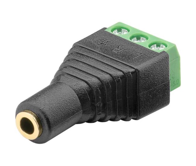 Adaptor bloc terminal cu 3 pini tip regleta cu surub la Jack 3.5 mm mama 3 pini stereo Goobay 76746 Adaptor bloc terminal cu 3 pini tip regleta cu surub la Jack 3.5 mm mama 3 pini stereo Goobay 76746