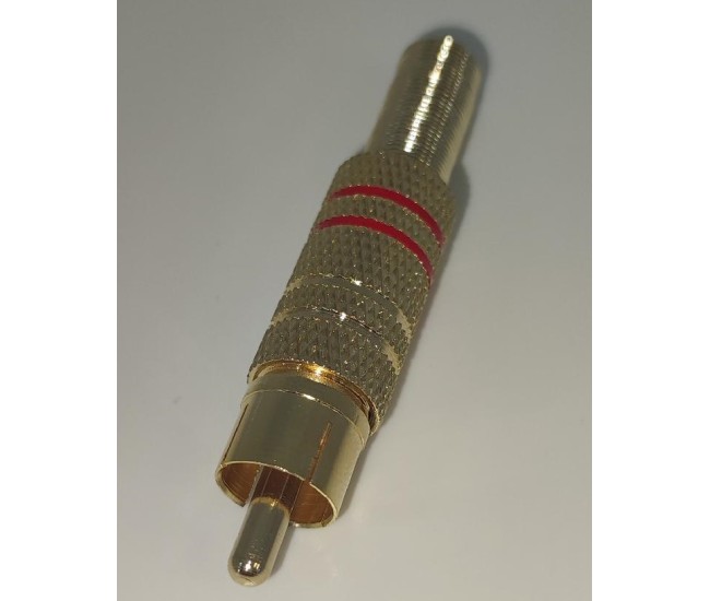 Mufa RCA tata metal inel rosu cablu 7mm Goobay