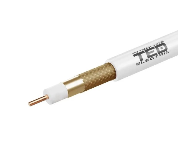 Cablu coaxial 20m 75ohm RG6 7mm cupru +tresa CCA TED Wire Expert New TED002365-20