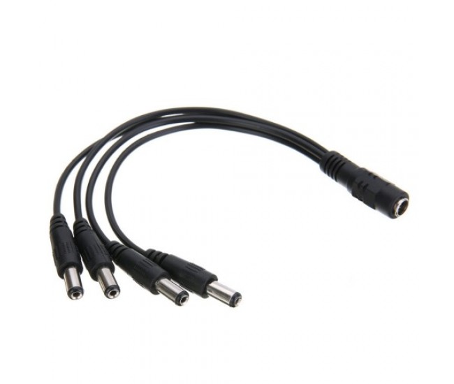 Cablu adaptor cu mufa DC 2.1x5.5 mm 1x mama la 4x tata pentru camere supraveghere Cablu adaptor cu mufa DC 2.1x5.5 mm 1x mama la 4x tata pentru camere supraveghere