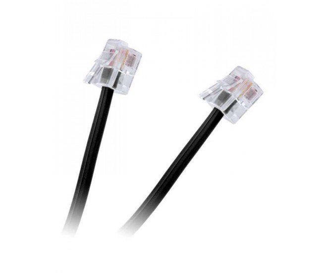 Cablu telefon extensie negru 15m RJ11 Cablu telefon extensie negru 15m RJ11