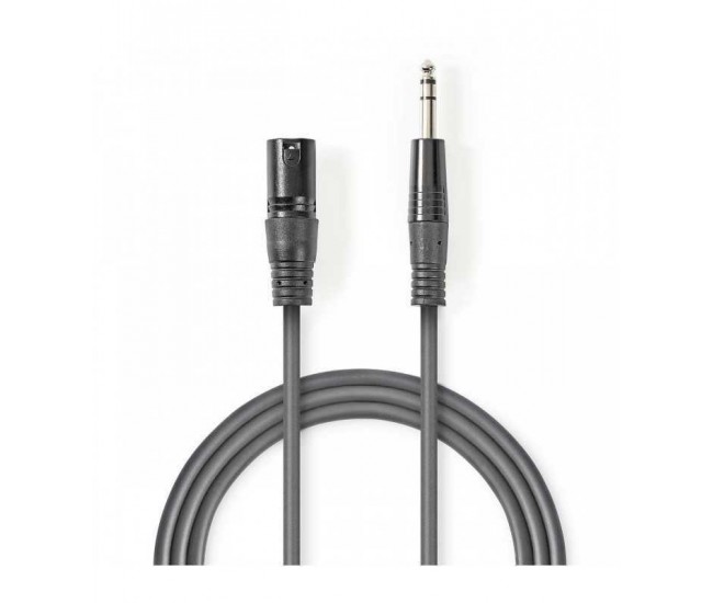 Cablu stereo XLR 3 pini tata - JACK 6.5 mm tata 5m gri Nedis