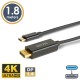 Cablu USB-C la DisplayPort v1.4 4K 60Hz 1.8m delight 20335B Cablu USB-C la DisplayPort v1.4 4K 60Hz 1.8m delight 20335B