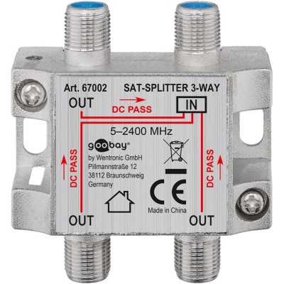 Splitter SAT 3 iesiri pentru dispozitive prin satelit 5-2400MHz Goobay 67002