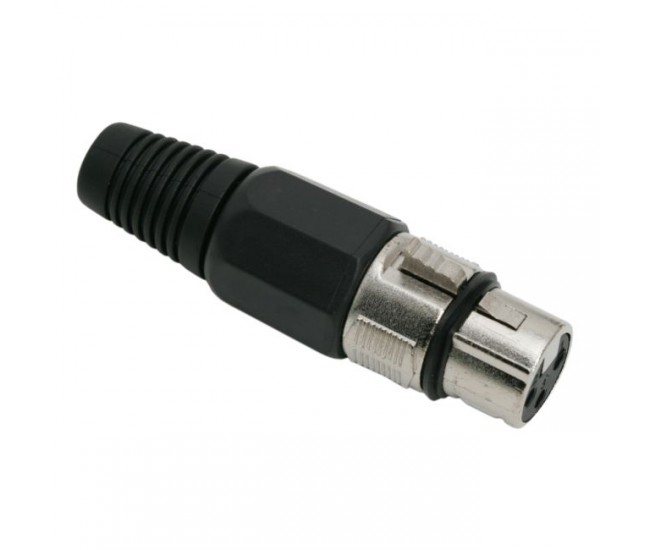 Mufa XLR 3 poli mama cu fleaca de prindere protectie cablu Mufa XLR 3 poli mama cu fleaca de prindere protectie cablu