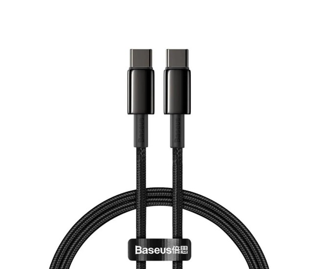 Cablu alimentare si date Baseus Tungsten Gold Fast Charging USB Type-C - USB Type-C 100W braided 1m negru CATWJ-01