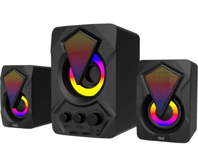 Sistem de boxe Well 2.1 RV03 USB 33W lumina RGB SPKR-MM2.1-RV03-WL Sistem de boxe Well 2.1 RV03 USB 33W lumina RGB SPKR-MM2.1-RV03-WL