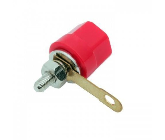 Mufa banana mama 4mm montabil executie din plastic rosu Mufa banana mama 4mm montabil executie din plastic rosu