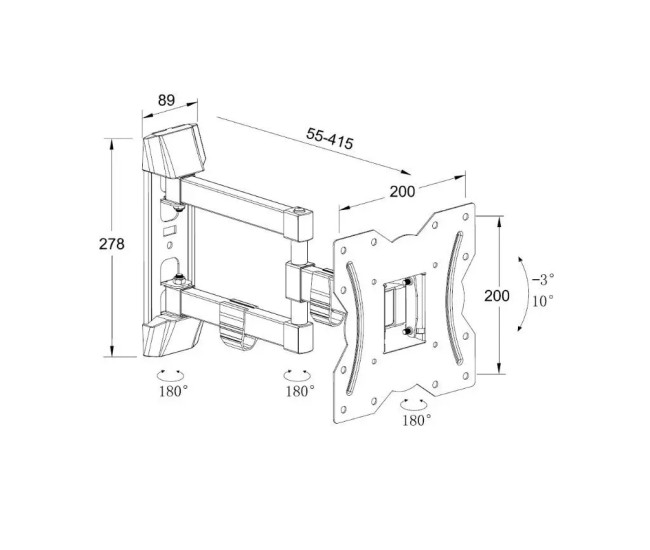 Suport TV LCD de perete 13-43 reglabil 3 brate Well TVS-LCD-SW343-WL